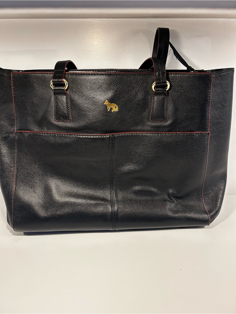 Emma Fox Park Avenue Black Leather Large Tote Work Laptop Shoulder Bag